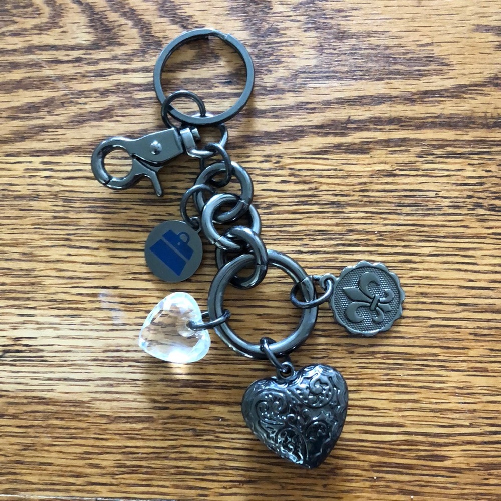 Heart Purse Charm Keychain with Floral Detail